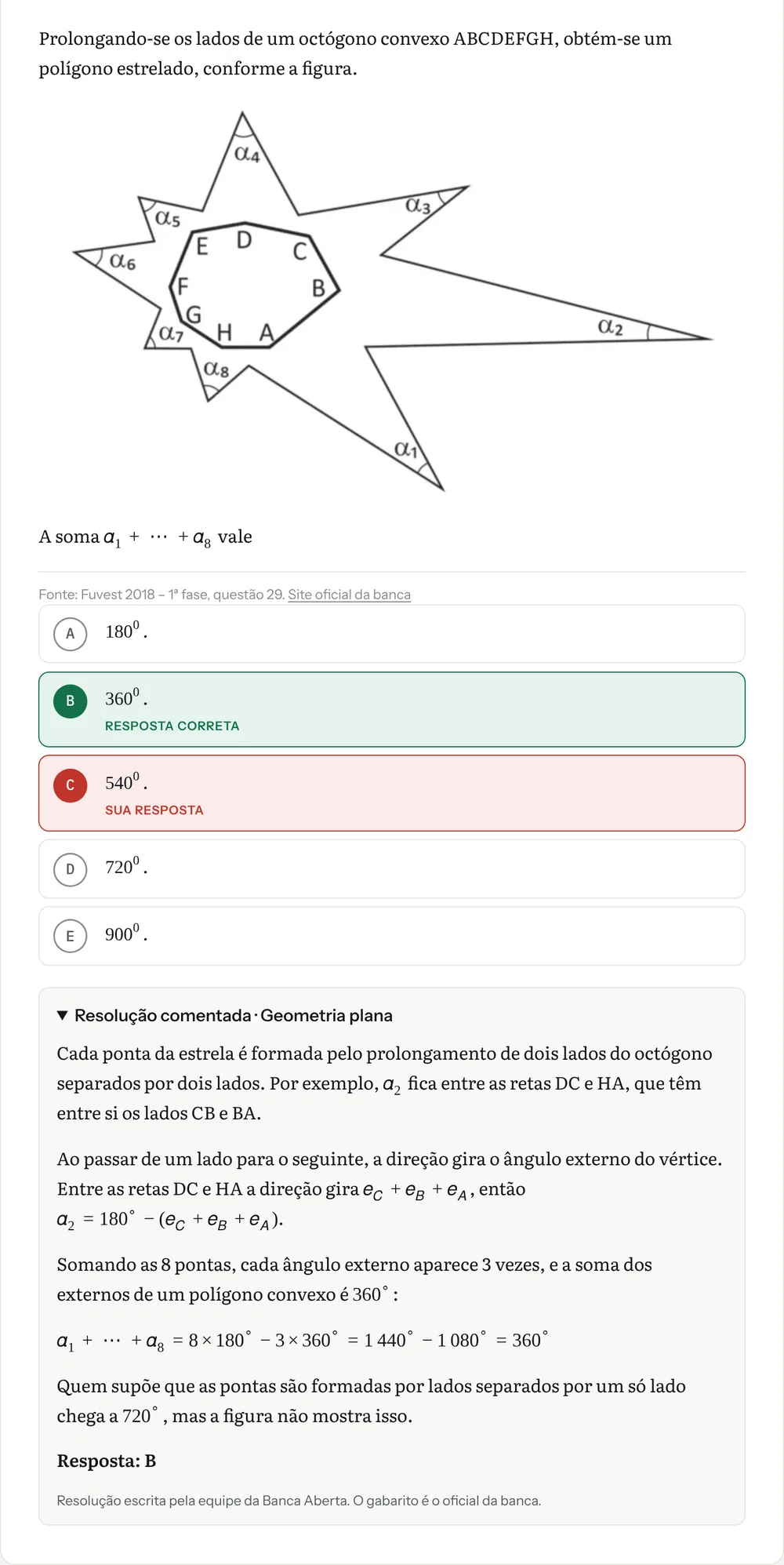 Correção de uma questão de geometria da FUVEST 2018 com a resolução comentada aberta.